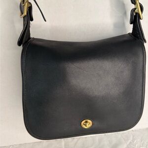Vintage Coach black leather stewardess bag crossbody purse bag 9525